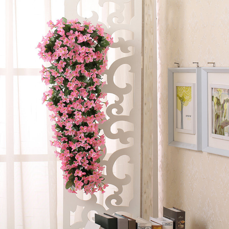 Decorative Wall Hanging Artificial Violet Vine Plant, Pink