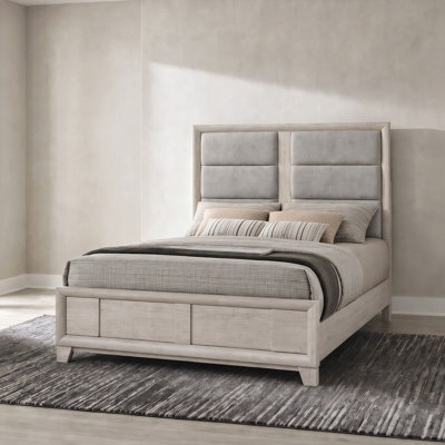 Lit plateforme rembourré Farre Queen gris délavé