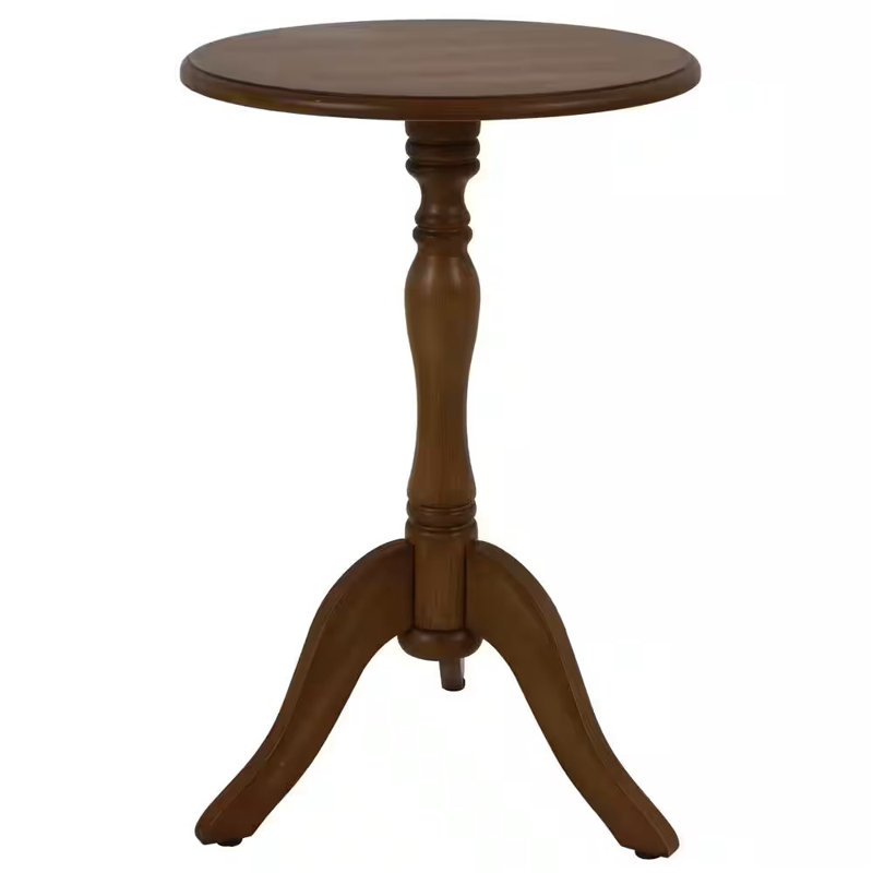  24" Round Pedestal Accent Side Table, Brown