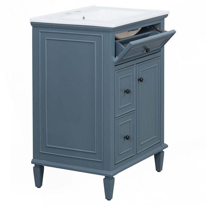 Meuble-lavabo 24 po avec lavabo en céramique, Bleu gris