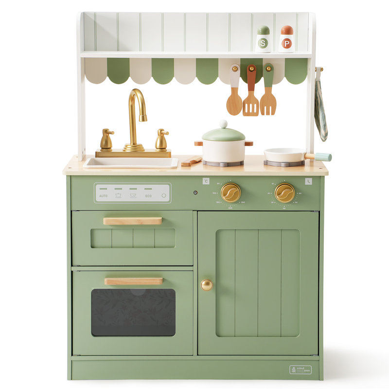 Play Kitchen Set for Kids, Preschool Kitchen Playset, Green