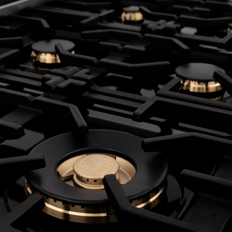 ZLINE 48" Black Stainless Steel Gas Cooktop with 7 Burners
