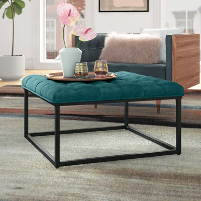 Ava 87cm Wide Velvet Tufted Square Solid Colour Footstool Ottoman