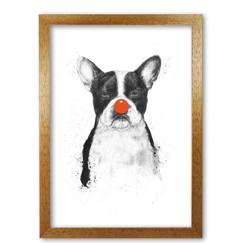 I'm Not Your Clown Bulldog 1 Piece Wall Art, 84 cm H x 59.4 cm W x 5 cm D, Honey Oak