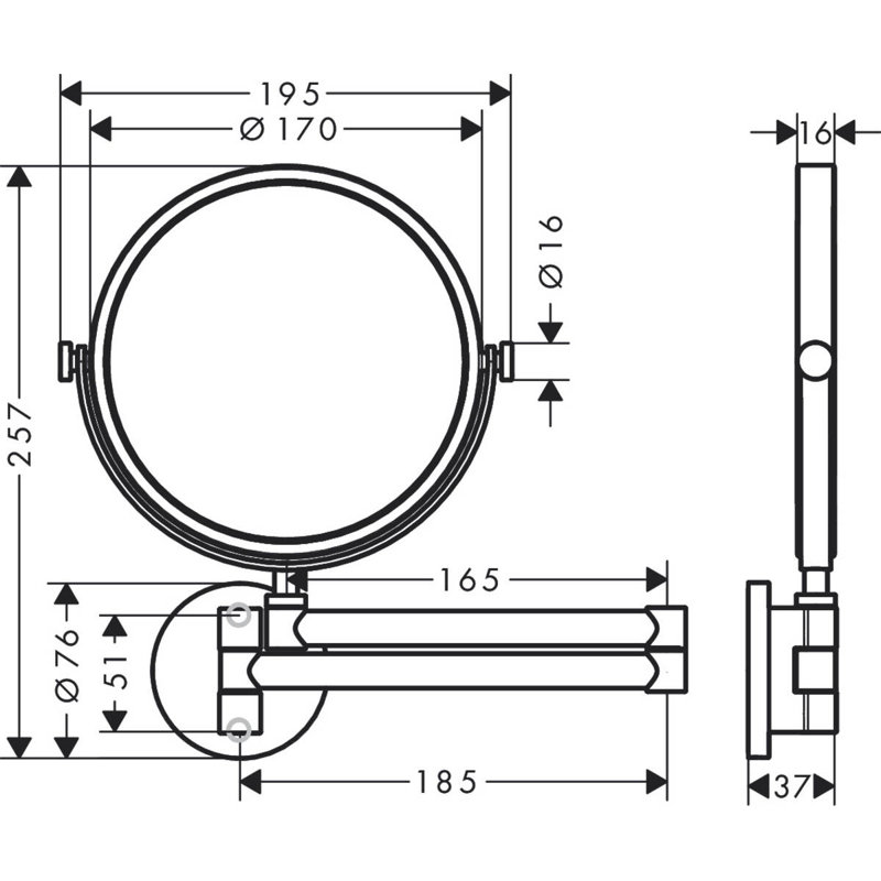 Universal Circular Round Metal Wall Mirror, Chrome