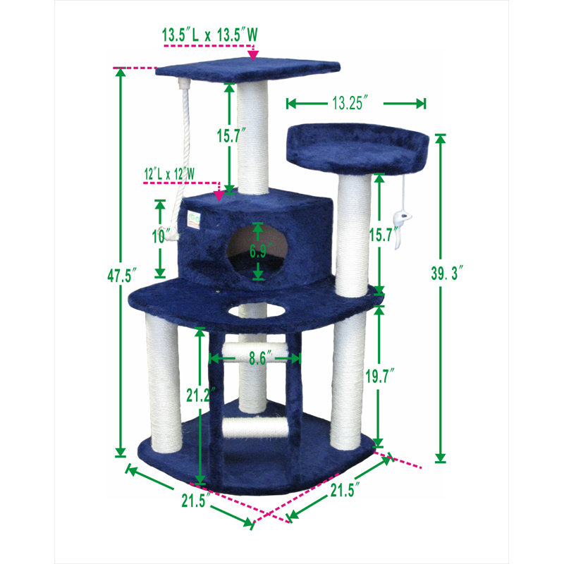 47.5'' H Cat Tree, Blue