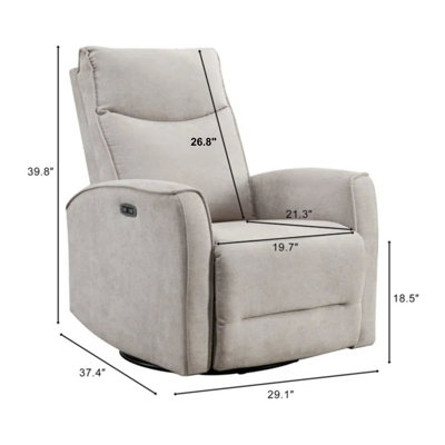 Dickie 29.1'' Wide Modern and Soft Touch Fabric Swivel and Glider Power Recliner Chair with USB Port