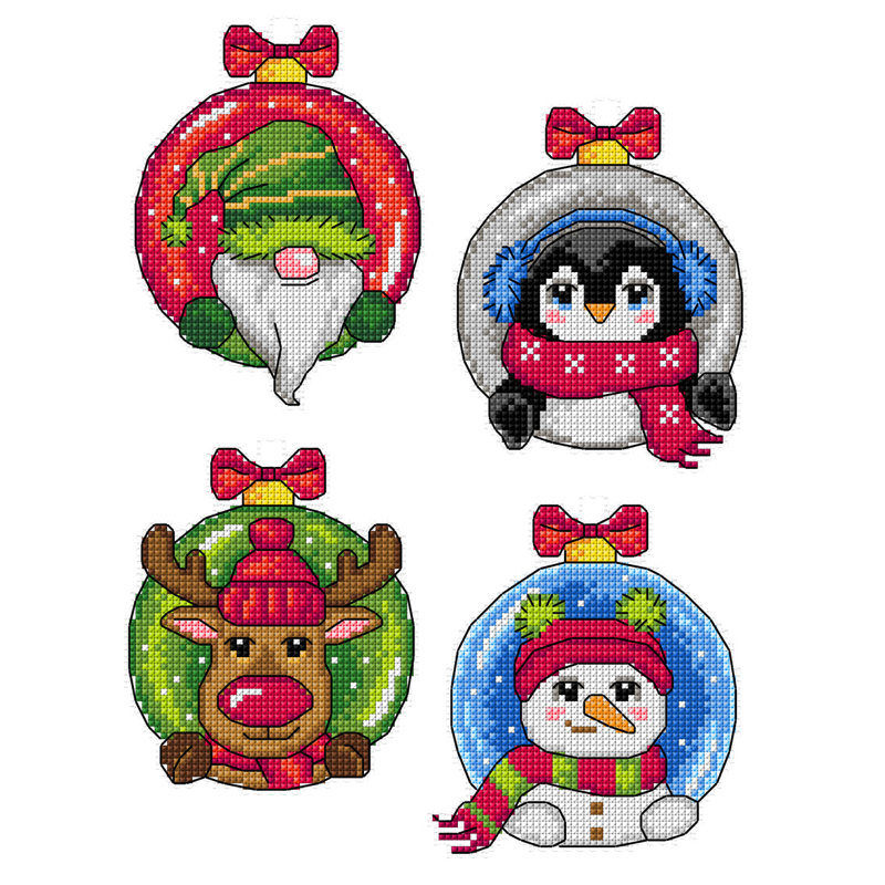 Boule de Noël 195CS, ensemble de point de croix avec toile en plastique
