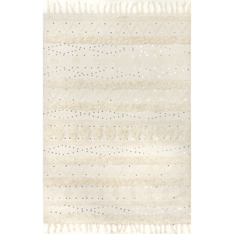 Jayko Textured Wool Ivory Area Rug