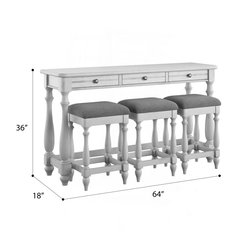 Table de canapé grise avec trois tabourets