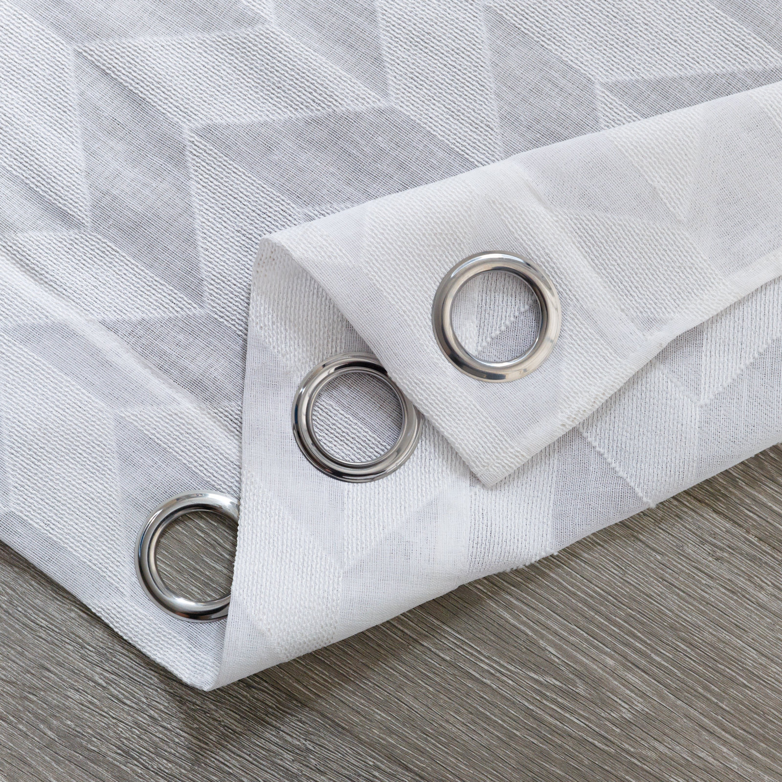 Stavros Chevron Sheer Curtain Panel, 52" x 54", White