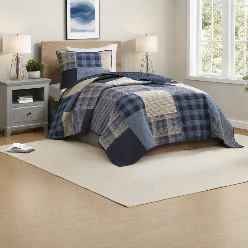Ensembles de literie simple / simple en coton de qualité supérieure, style patchwork moderne, confort toutes saisons pour la maison