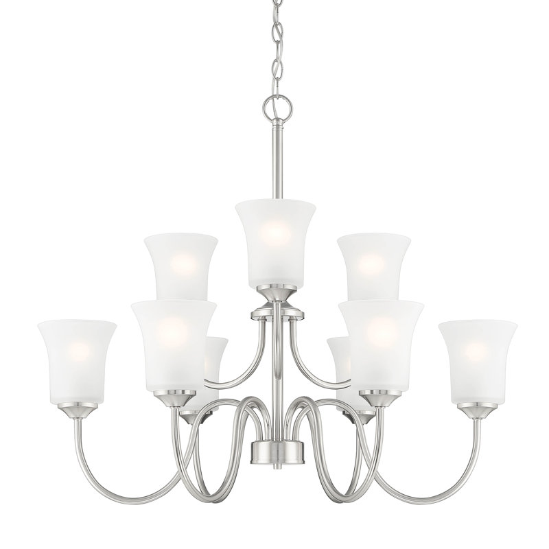 9 - Light Dimmable Classic / Traditional Chandelier, Brushed Nickel