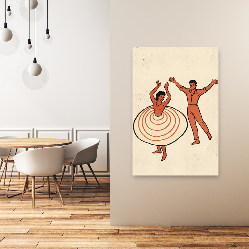«Joyful Dancing Couple», art mural classique élégant et énergique, 48" H x 32" W