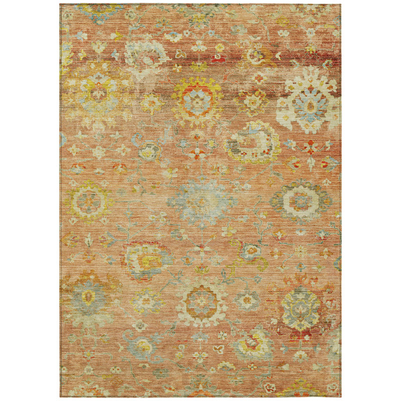 Tapis orange intérieur / extérieur lavable Sofia , 10 pi x 14 pi