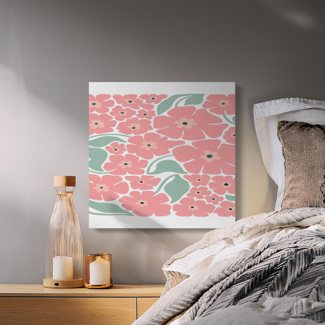 Pink Floral Canvas Wall Art, Modern Flower Print, Gallery Wrapped Canvas, Ready to Hang, Botanical Decor, Minimalist Art, Statement Piece