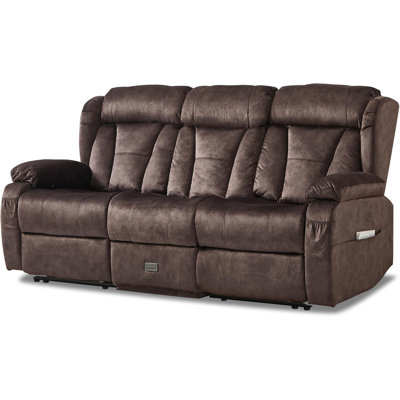 Canapé inclinable manuel 77,2 po - Causeuse inclinable à 3 places avec console, table rabattable et prises intégrées, canapé inclinable pour le cinéma maison