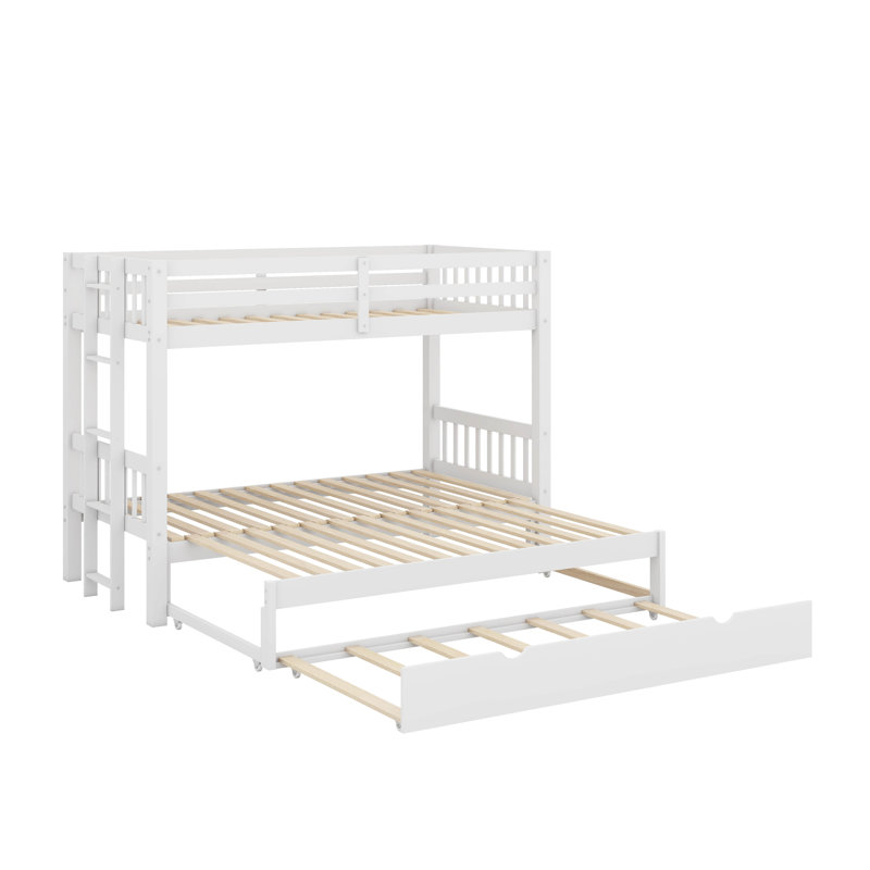 Twin Over Twin Pull-Out Bunk Bed With Trundle, White