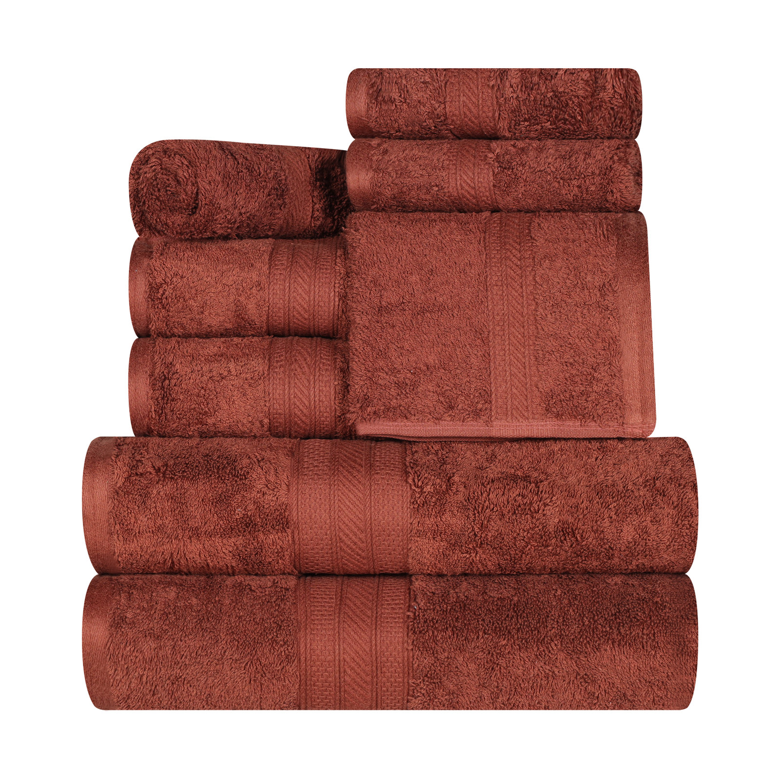 8-Piece Combed Cotton Towel Set, Hot Chocolate