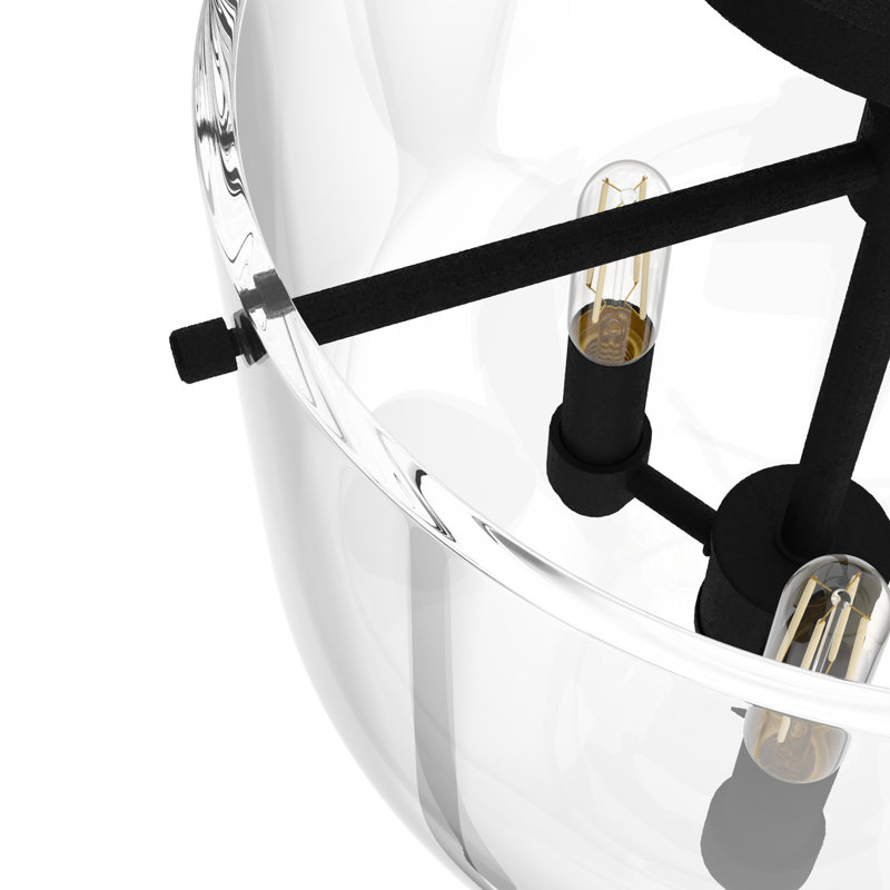 Hunter Sacha Natural Iron 3 Light Flush Mount Ceiling Light Fixture, Natural Iron