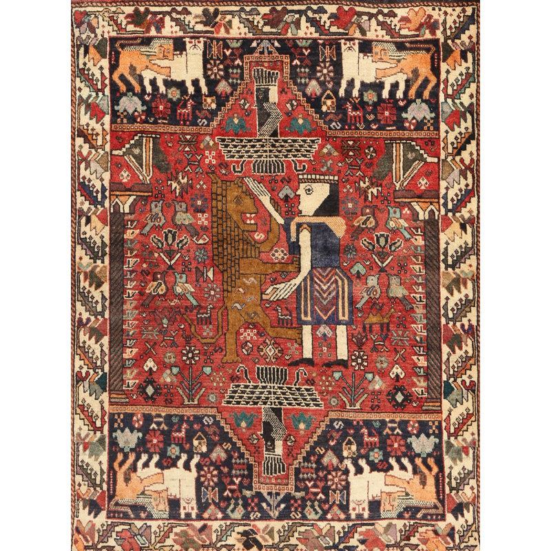 Tapis traditionnel rouge / beige / noir Enenstein, Rectangle 8 pi x 12 pi