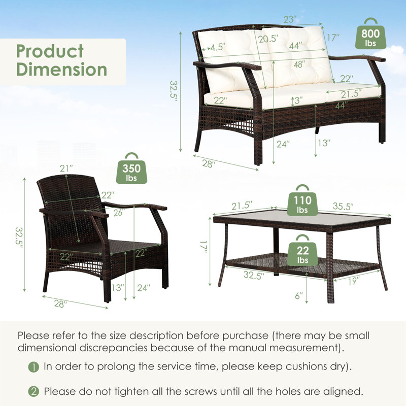 Angelleah 4 - Person Patio Conversation Set with Cushions