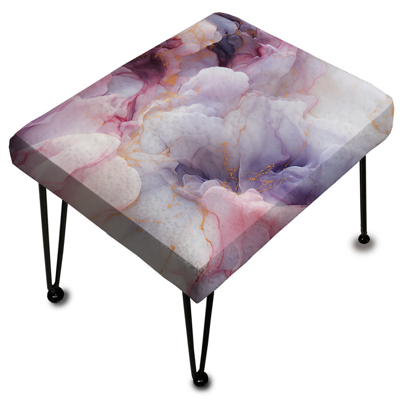 Enchanted Light Purple Marble Mist - Marble Rectangle Ottoman