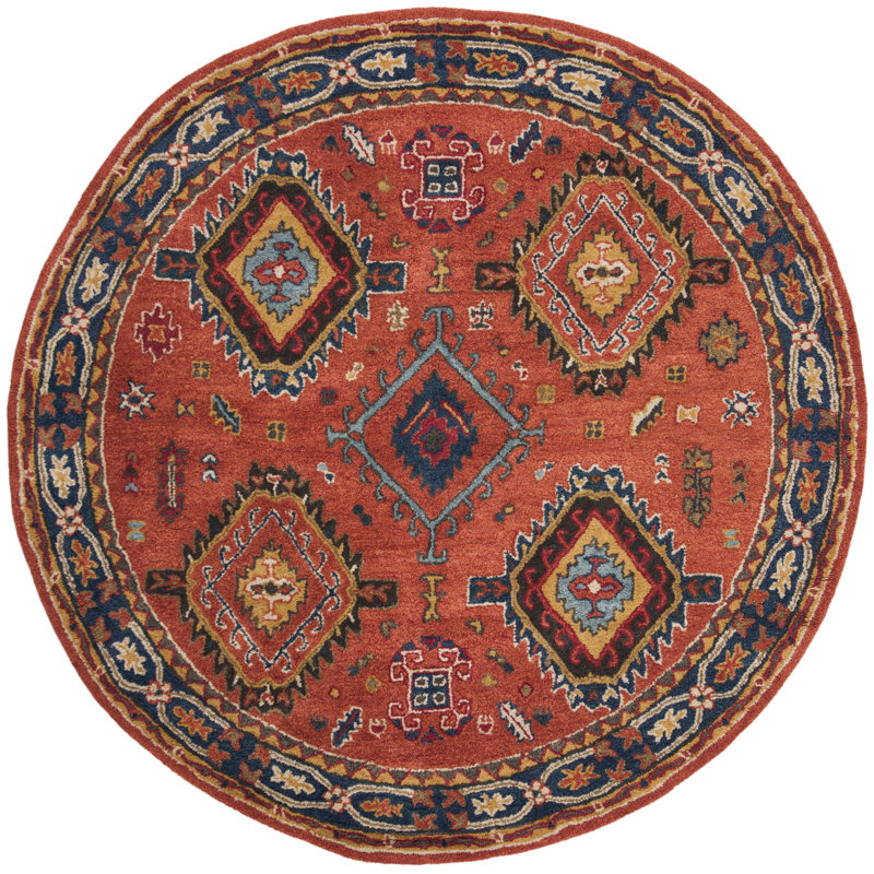 Tapis oriental en laine touffeté à la main Donnald, Rond 7 pi
