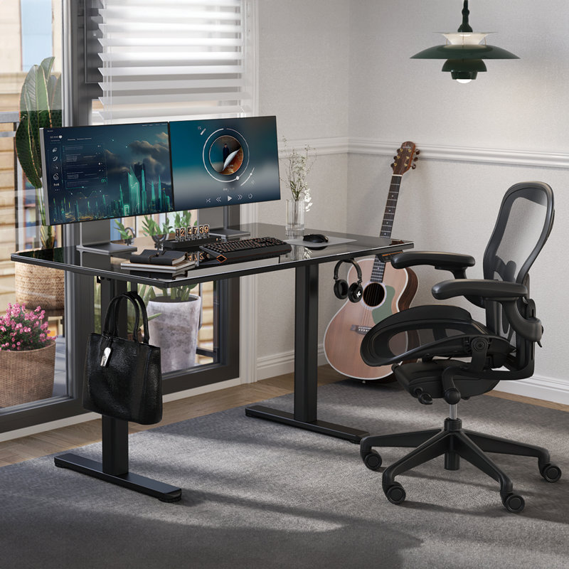 Bureau debout à hauteur ajustable Maysie, H 46,4 po x l 39,4 po x P 23,6 po, Noir