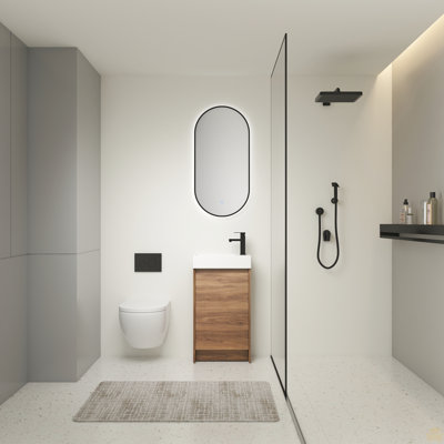 Meuble-lavabo autoportant de 18 po avec lavabo simple, portes à fermeture douce