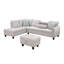 Chaise longue de 98 po de largeur et confort - Lin gris, faisant face à la gauche et canapé modulaire en tissu de lin Un attrait traditionnel en mousse-1677031674