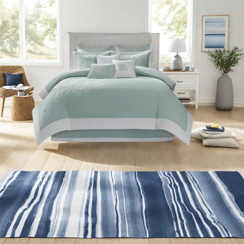 Ensembles de literie luxueux en jacquard de coton, très grand turquoise, style bord de mer pour les chambres à coucher