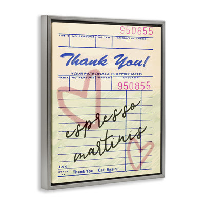 Espresso Martinis Guest Check Floating Frame, design by Lil' Rue