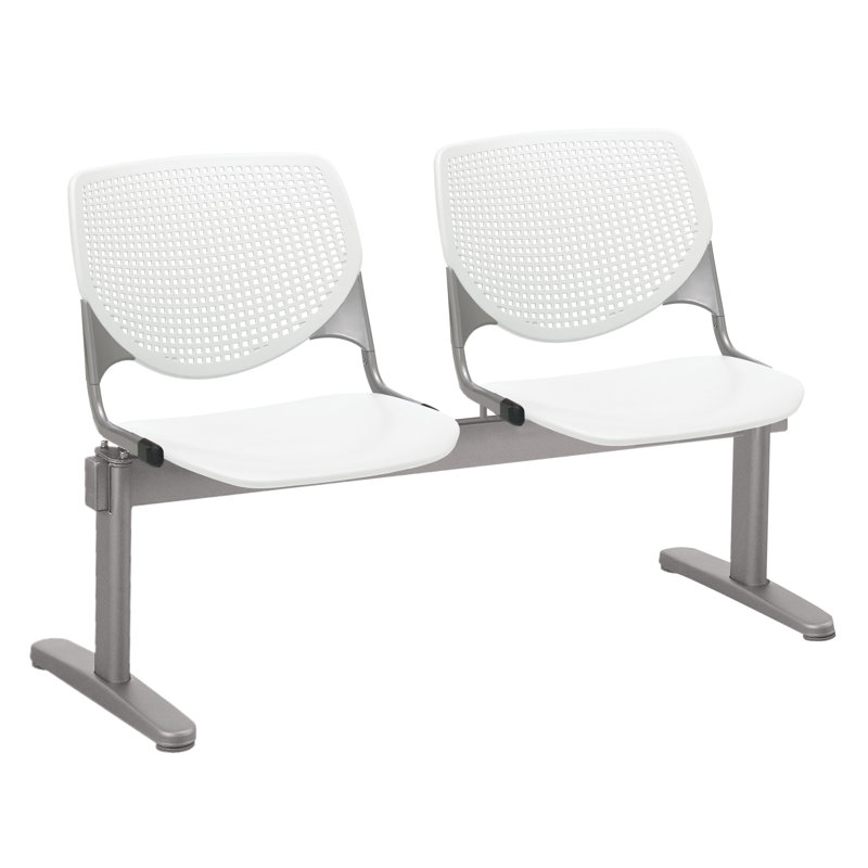 Siège tandem en plastique avec cadre en métal 47 po Kool, Noir, Blanc