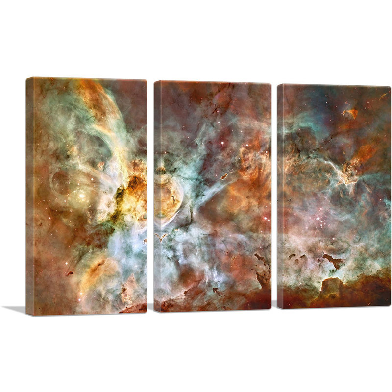 «Hubble Telescope Star naissance Carina Nebula», ensemble de 3 reproductions de photos sur toiles tendues