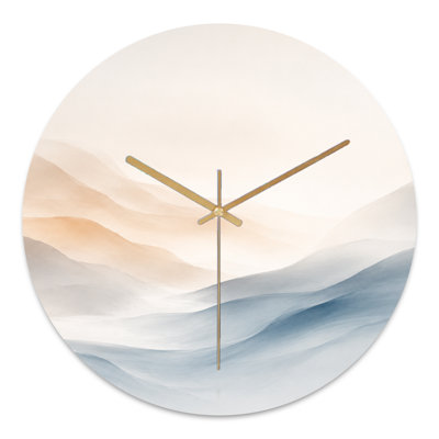 Abstract Soft Gradient Mountains And Sky Pattern Ultra Clear Glass Wall Clock