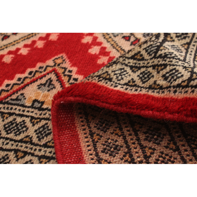 Tapis de la surface en laine rouge/brune 6 pi 1 po x 9 pi 5 po "one-of-kind" à la main-noué la 1980 Overdyed