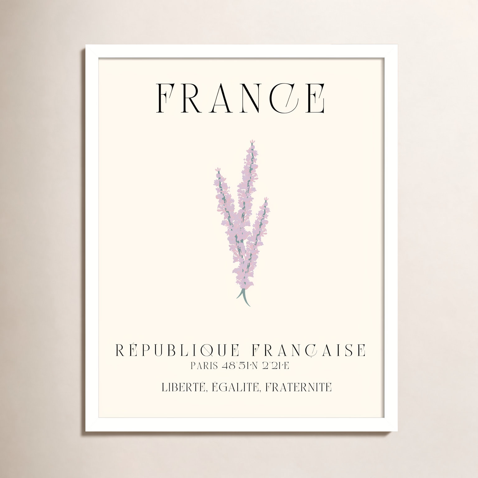 Mirando "France Travel Poster" Print, White Framed, 17" W x 21" H x 1" D