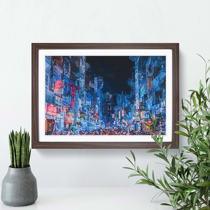 Ho Chi Minh City in Vietnam in Abstract - Picture Frame Graphic Art Print, 62cm H x 87cm W x 2cm D, Walnut Framed
