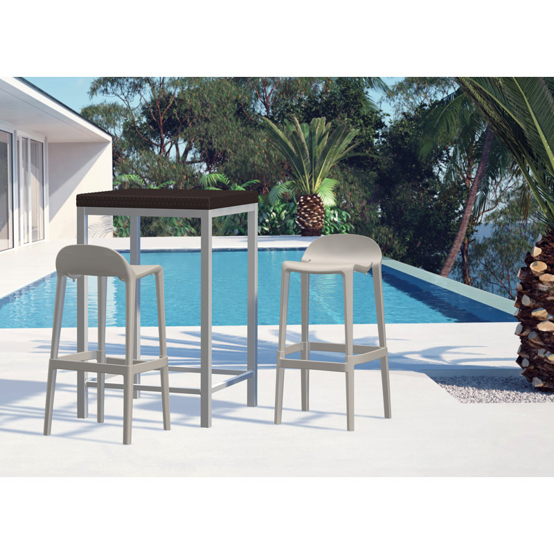 Gardunio Low Back Stool, Set of 2, Gray, Bar Stool (30” Seat Height)