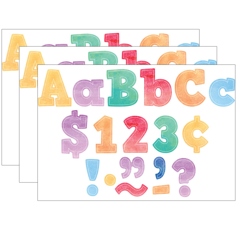 Ensemble de 4 lettres à motif aquarelle