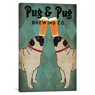 «Pug and Pug Brewing» - Publicité rétro sur toile tendue
