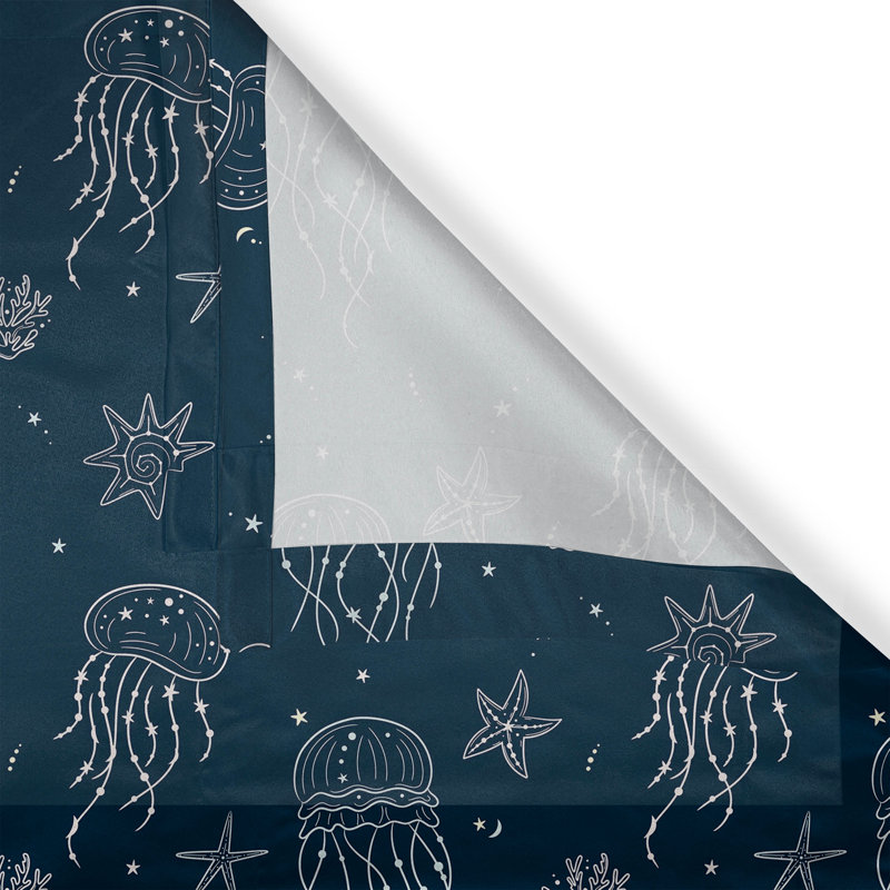 Dakota Fields, œillets célestes, astrologie, art nautique, ciel bleu foncé et ivoire, L 50 po x L 108 po