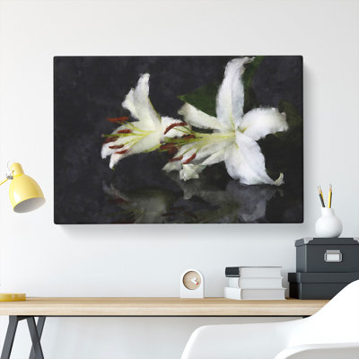 White Lily Flowers - Wrapped Canvas