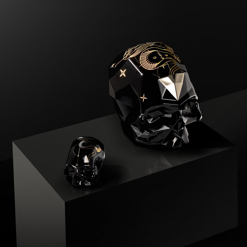 Memento Mori Rock and Pop Skull Sculpture
