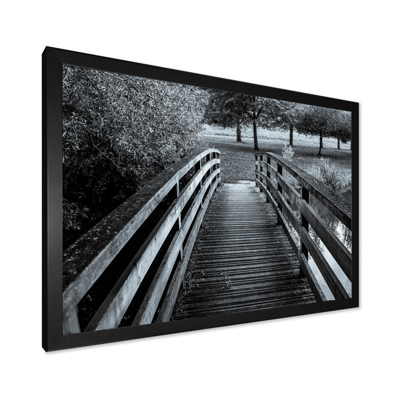 Pont en bois sur un étang, Cadre photo noir, H 8 po x l 12 po x P 1 po