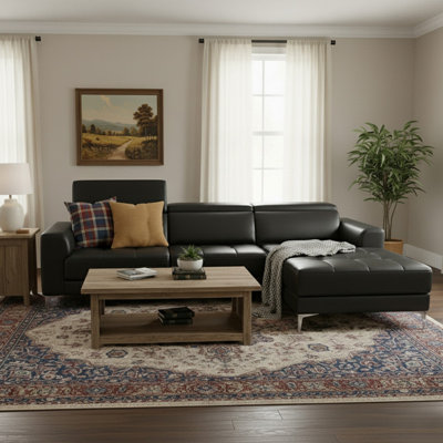 109.4" Wide Genuine Leather Sectional Sofa with Chaise