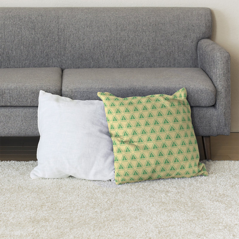 Coussin décoratif à motif d’arbre minimaliste classic Barbra, Bourre en polyester, Jaune/vert, 28 po x 28 po