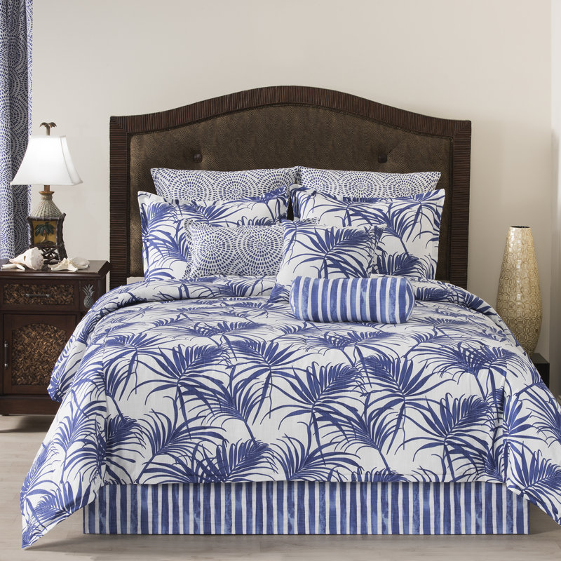 Martinique stripe royal blue 15" Bed Skirt, King