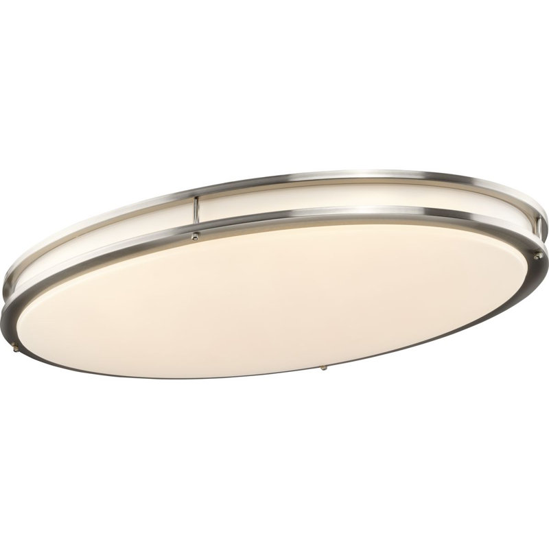 Plafonnier encastré 5 lumières, Nickel brossé, H 4,53 po x l 18,1 po x P 32,28 po